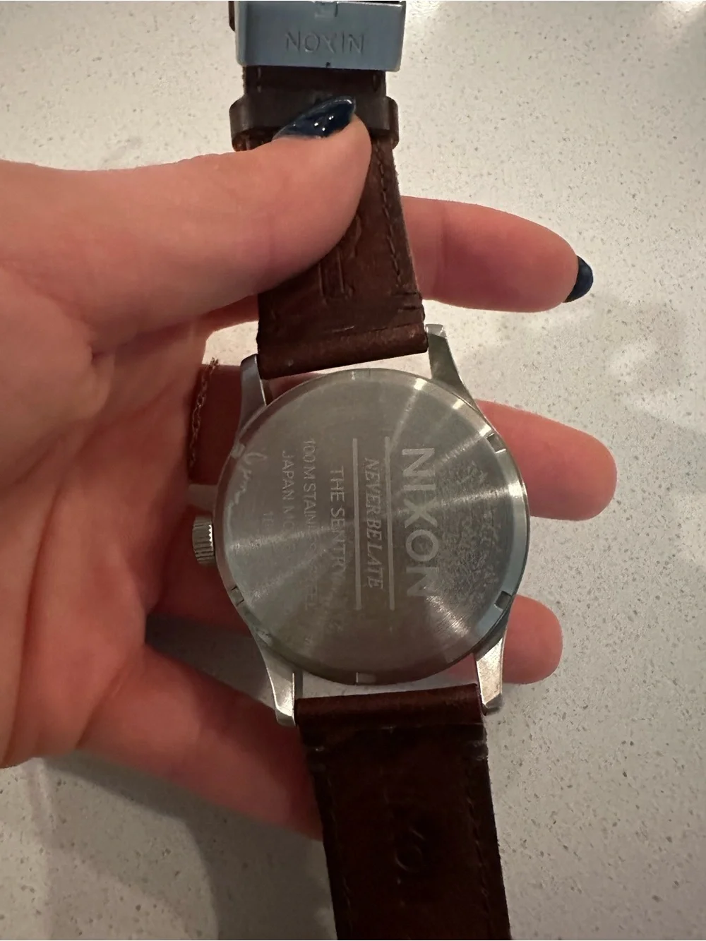 Nixon Men’s Green Dial Watch with Brown Leather Strap